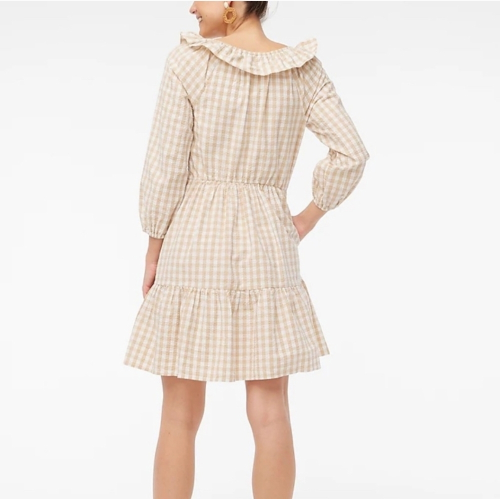 J. Crew (Factory) Seersucker Ruffleneck Mini Dress - Picture 2 of 8